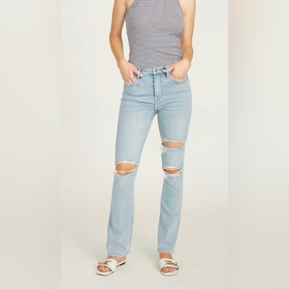 VIGOSS HENDRIX HIGH RISE FLARE - MEDIUM WASH‎ - SIZE 28 - NWT - DISTRESSED